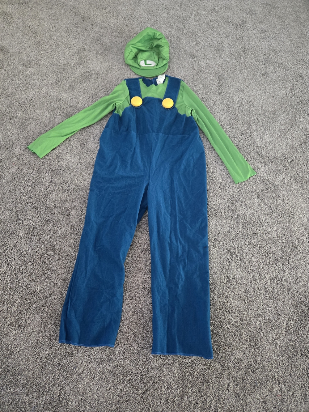 Nintendo Luigi-Style Kids Costume in Green and Blue with Yellow Accents